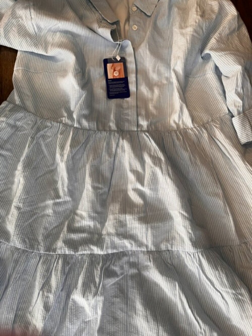chouyatou Women's Summer Loose Stripe Shirt Dress Short Sleeve